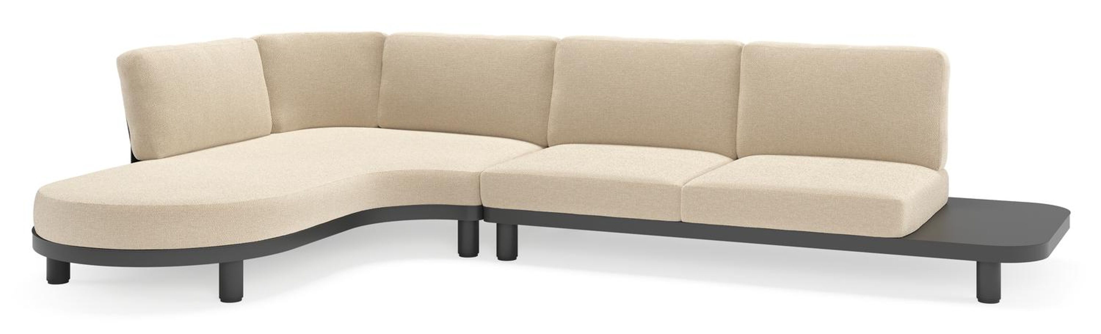 Donato loungehoek in zwart aluminium met all weather cosytica Althea Chalk kussen