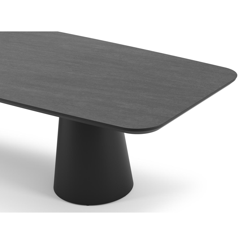 Donato tuintafel in zwart aluminium en volkeramiek basalt black - L 315 x B 115 x H 74 cm