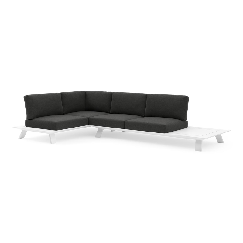 Cesano loungehoek in wit aluminium met chartres sooty all weather Sunbrella® luxe kussen