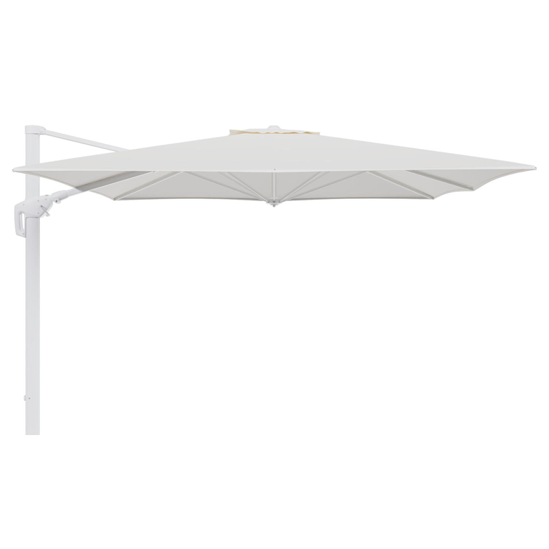 Minore zweefparasol tiltfunctie in wit aluminium en parasoldoek in All Weather Sunbrella® Luxe Natte White - L1 350 x L2: 350 cm (zonder voet) (zonder voet)