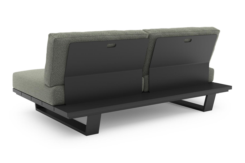 Pagino loungebank in zwart aluminium met savane leaf all weather sunbrella® luxe kussen