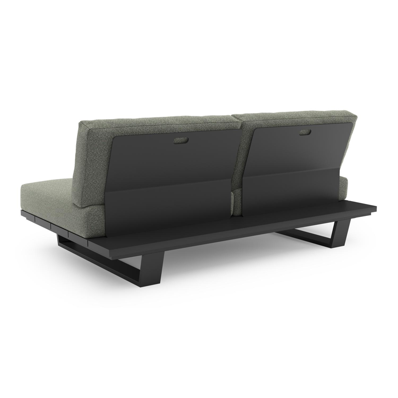 Pagino loungebank in zwart aluminium met savane leaf all weather sunbrella® luxe kussen