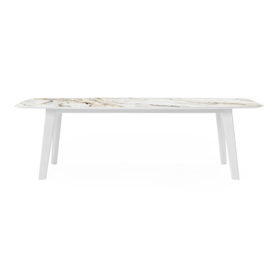 Lacrima tuintafel in wit aluminium en volkeramiek calacatta luxe - L 255 x B 115 x H 74 cm