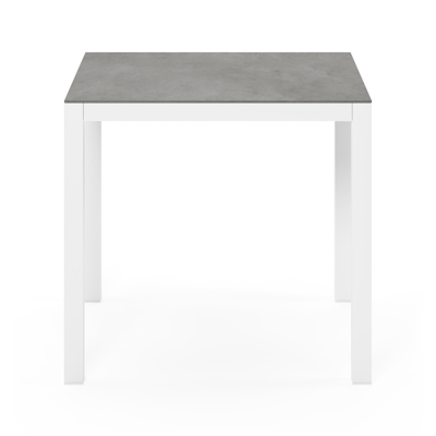 Feltro tuinset in wit aluminium en grijs volkeramiek tafelblad met 2 stapelbare Madura tuinstoelen