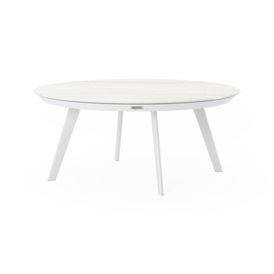 Rondo loungetafel in wit aluminium en calista volkeramiek - Dia. 85 x H 35 cm