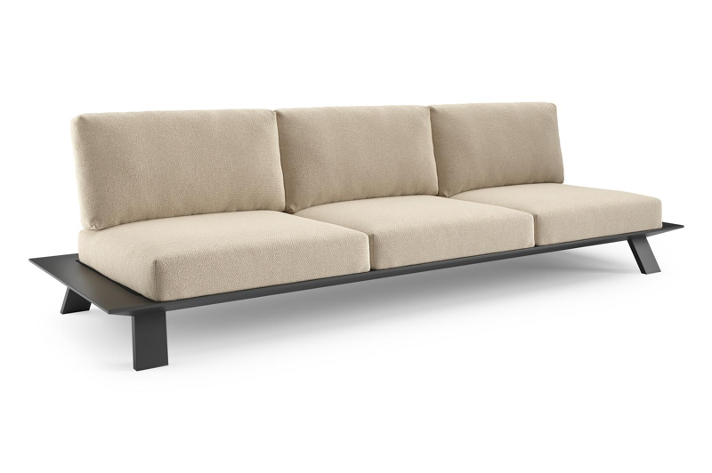 Cesano loungebank in zwart aluminium met althea chalk all weather Cosytica kussen