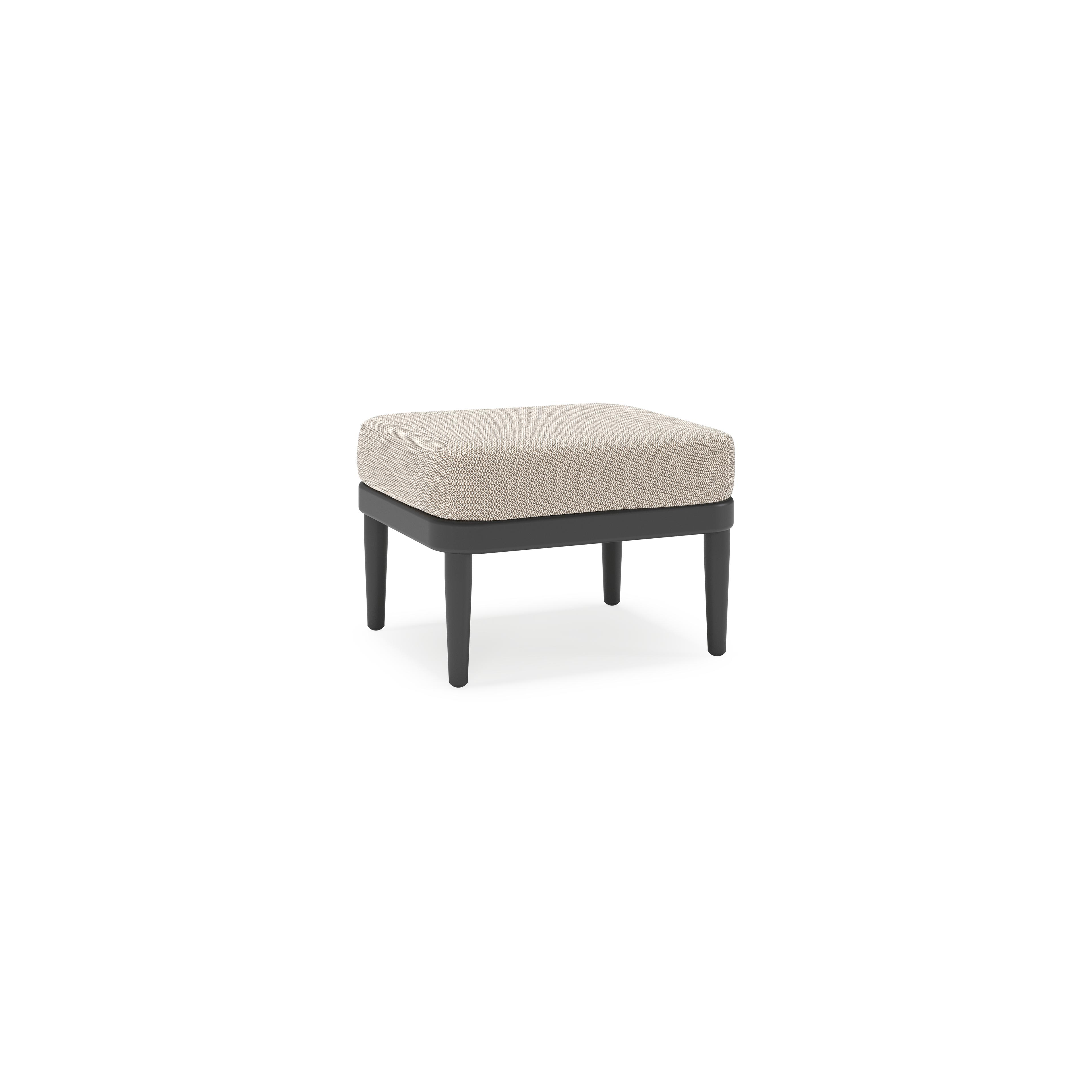 Orso poef in zwart aluminium met Lopi Fossil all weather sunbrella® luxe kussen