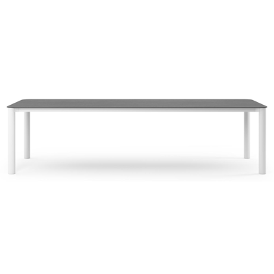 Orso tuintafel rechthoekig afgerond in wit aluminium en volkeramiek Basalt Black - L 290 x B 110 x H 73.5 cm