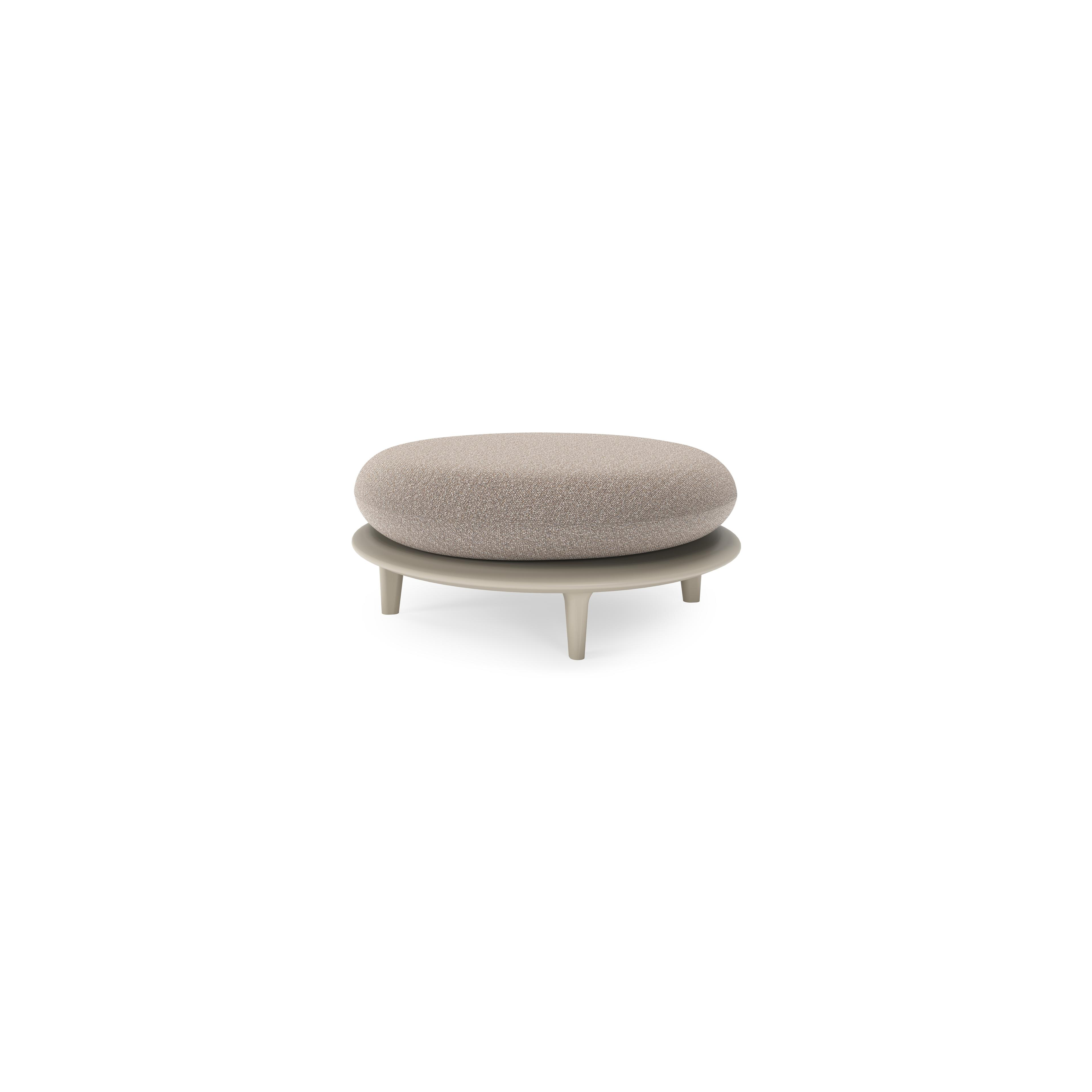 Bomero poef in beige aluminium met wander manioc all weather sunbrella® luxe kussen