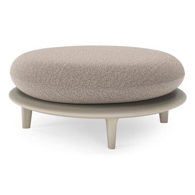 Bomero poef in beige aluminium met wander manioc all weather sunbrella® luxe kussen