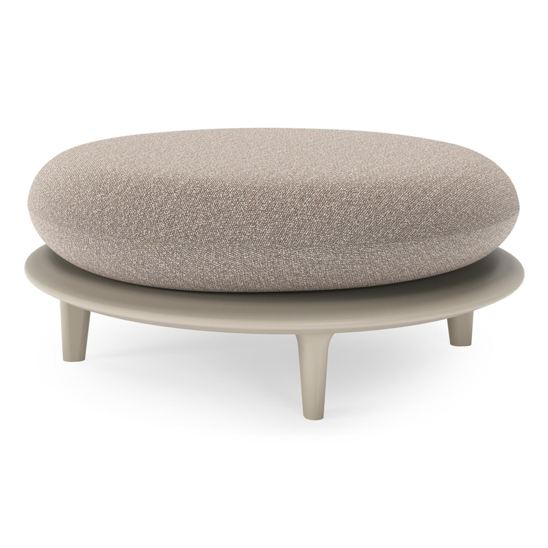 Bomero poef in beige aluminium met wander manioc all weather sunbrella® luxe kussen