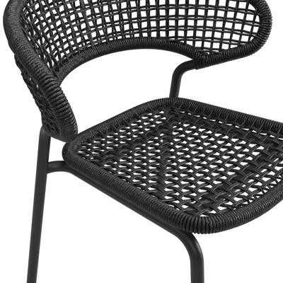 Donato XL stapelbare tuinstoel in zwart aluminium en zwart wicker