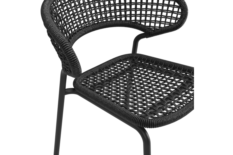 Donato XL stapelbare tuinstoel in zwart aluminium en zwart wicker