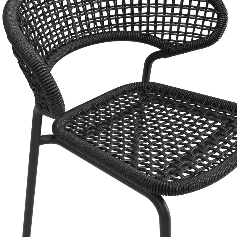 Donato XL stapelbare tuinstoel in zwart aluminium en zwart wicker