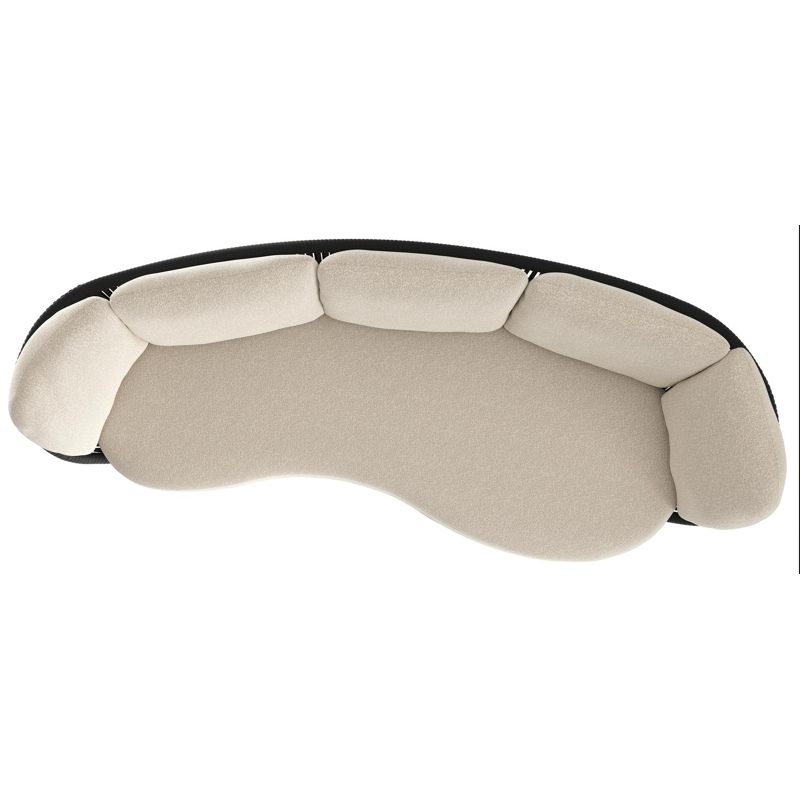 Lupino loungebank in zwart aluminium en zwart verticaal geweven luxe vlakke brede rope met marbella ecru all weather cosytica kussen