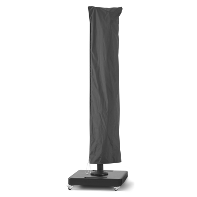 Rufina zweefparasol in zwart aluminium met grijs polyester parasoldoek - L1: 250 x L2: 350 cm (met voet)