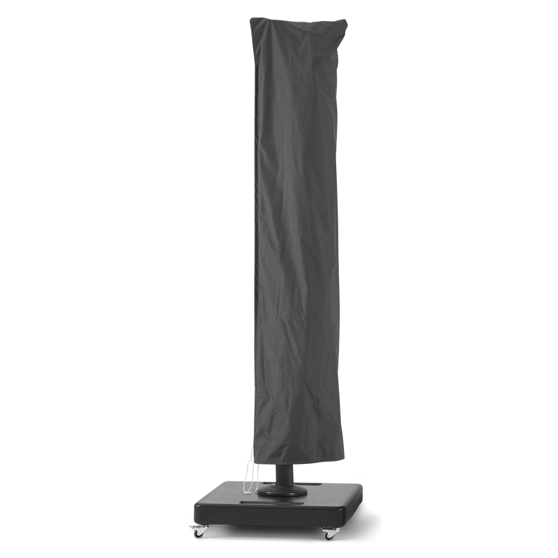 Rufina zweefparasol met tiltfunctie in zwart aluminium met zwart polyester parasoldoek - L1: 300 x L2: 300 cm (met voet)