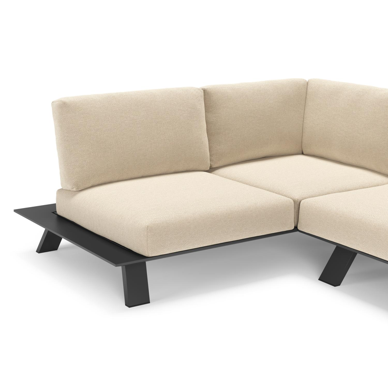 Cesano loungehoek in zwart aluminium met althea chalk all weather Cosytica kussen