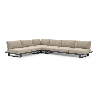 Pagino loungehoek in zwart aluminium met bora jungle all weather cosytica kussen