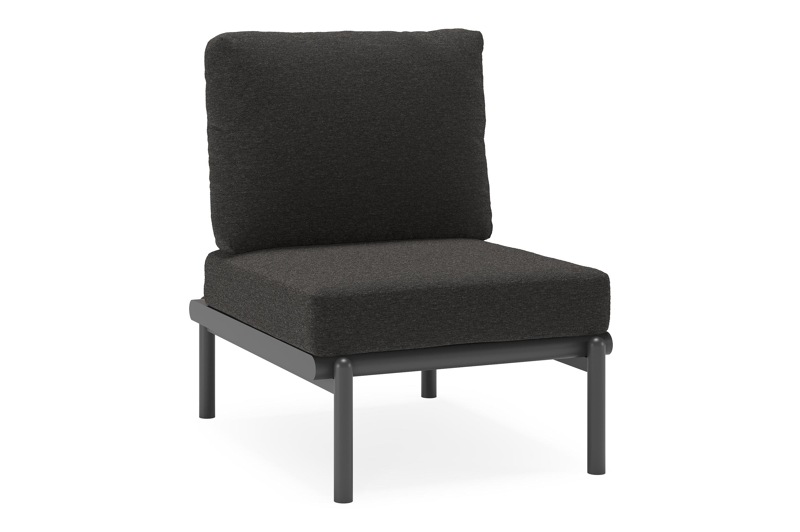 Pulo loungestoel in zwart aluminium en polywood met zwart weather+ softtouch kussen