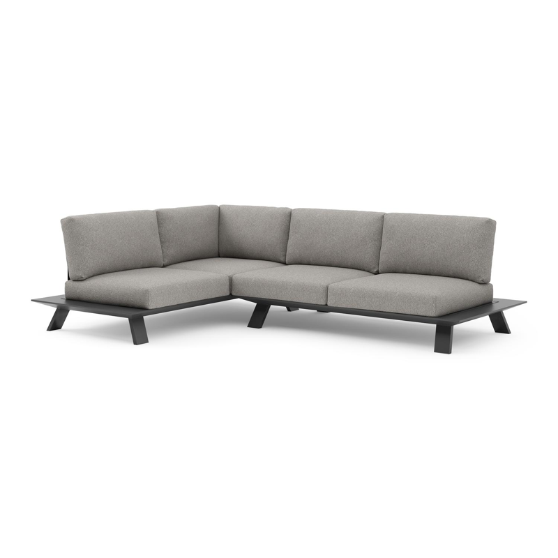 Cesano loungehoek in zwart aluminium met tundra charcoal all weather Sunbrella® luxe kussen