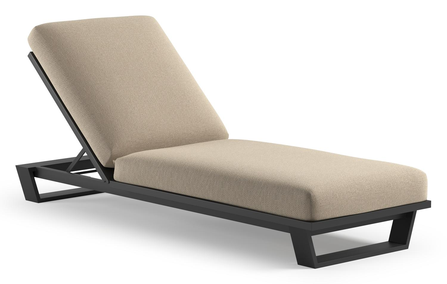 Pagino verstelbaar ligbed in zwart aluminium met althea chalk all weather Cosytica kussen