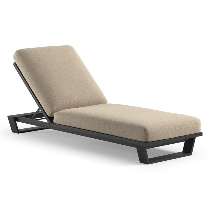 Pagino verstelbaar ligbed in zwart aluminium met althea chalk all weather Cosytica kussen