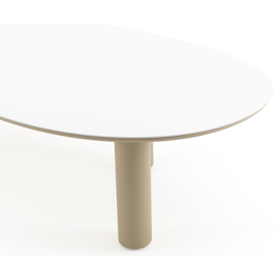 Amico tuintafel organisch in beige aluminium en volkeramiek Arctic White - L 320 x B 145 x H 73.5 cm