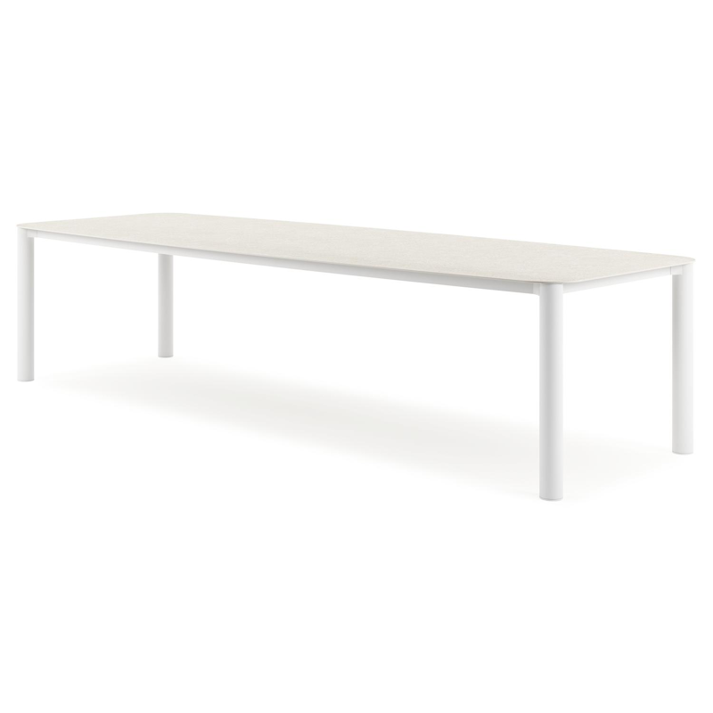 Orso tuintafel bootvorm in wit aluminium en volkeramiek shilin - L 315 x B 115 x H 75 cm