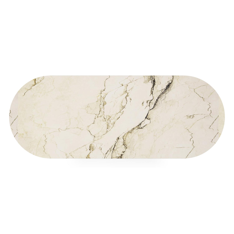 Donato tuintafel ovaal in zwart aluminium en volkeramiek colorado dunes - L 260 x B 100 x H 73 cm