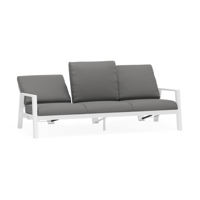 Cirello loungebank 3-zit in wit aluminium met natte charcoal chine all weather sunbrella® luxe kussen