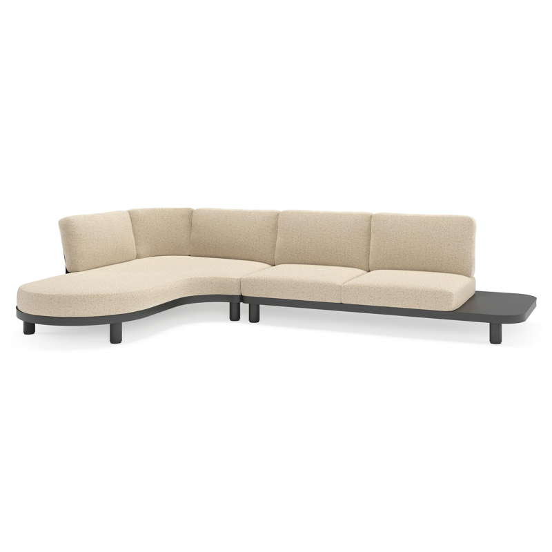 Donato loungehoek in zwart aluminium met all weather cosytica Bora Forest kussen