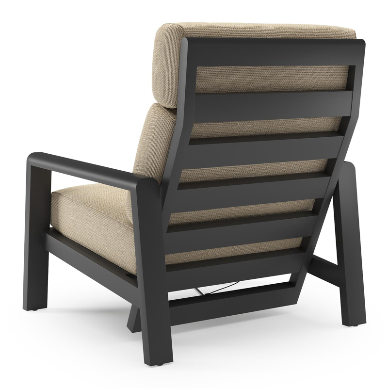 Cosenzo loungestoel in zwart aluminium met althea camel all weather cosytica kussen