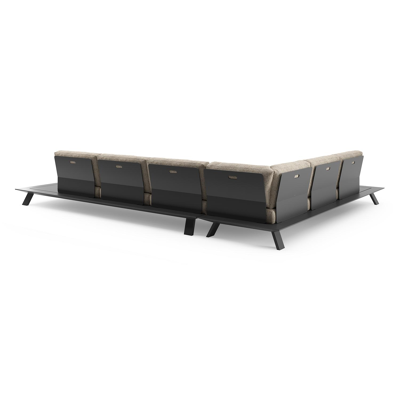 Salon de jardin d'angle Cesano en aluminium noir et coussin en all weather Cosytica bora jungle