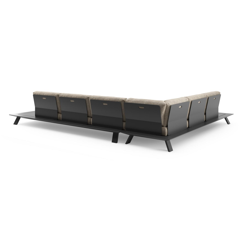 Cesano loungehoek in zwart aluminium met bora jungle all weather Cosytica kussen