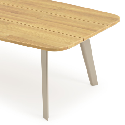 Lacirma tuintafel bootvorm in beige aluminium en teak L 255 x B 115 x H 74 cm