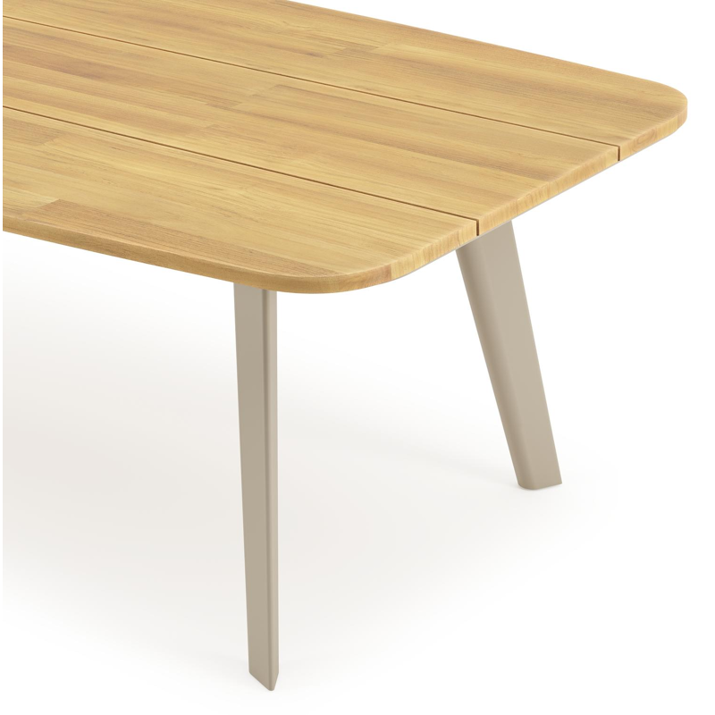 Lacirma tuintafel bootvorm in beige aluminium en teak L 255 x B 115 x H 74 cm