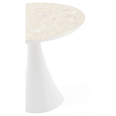 Fano tuintafel rond in wit aluminium en volkeramiek retrostone - Dia. 85 x H 75 cm