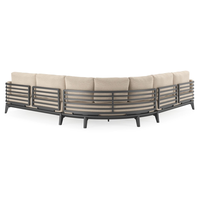 Salon de jardin d'angle Mosa en aluminium noir avec coussins en weather+ softtouch rustic