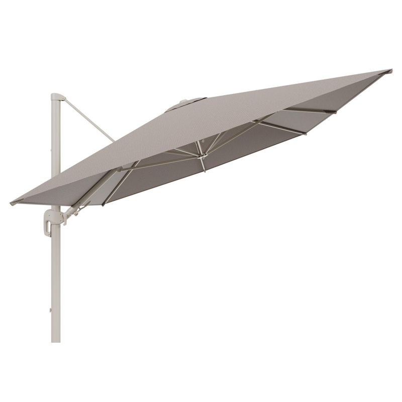 Parasol pendant Rufina avec fonction tilt en aluminium beige et toile de parasol en All Weather Solica Firenze Earth - Lg.1 400 x Lg.2 300 cm (sans pied de parasol
