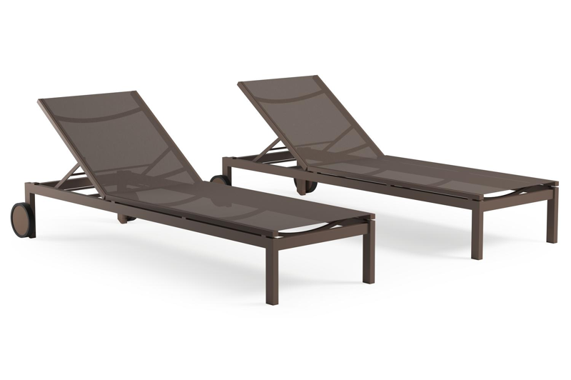 Set van 2 verstelbare Caravelle ligbedden in taupe aluminium