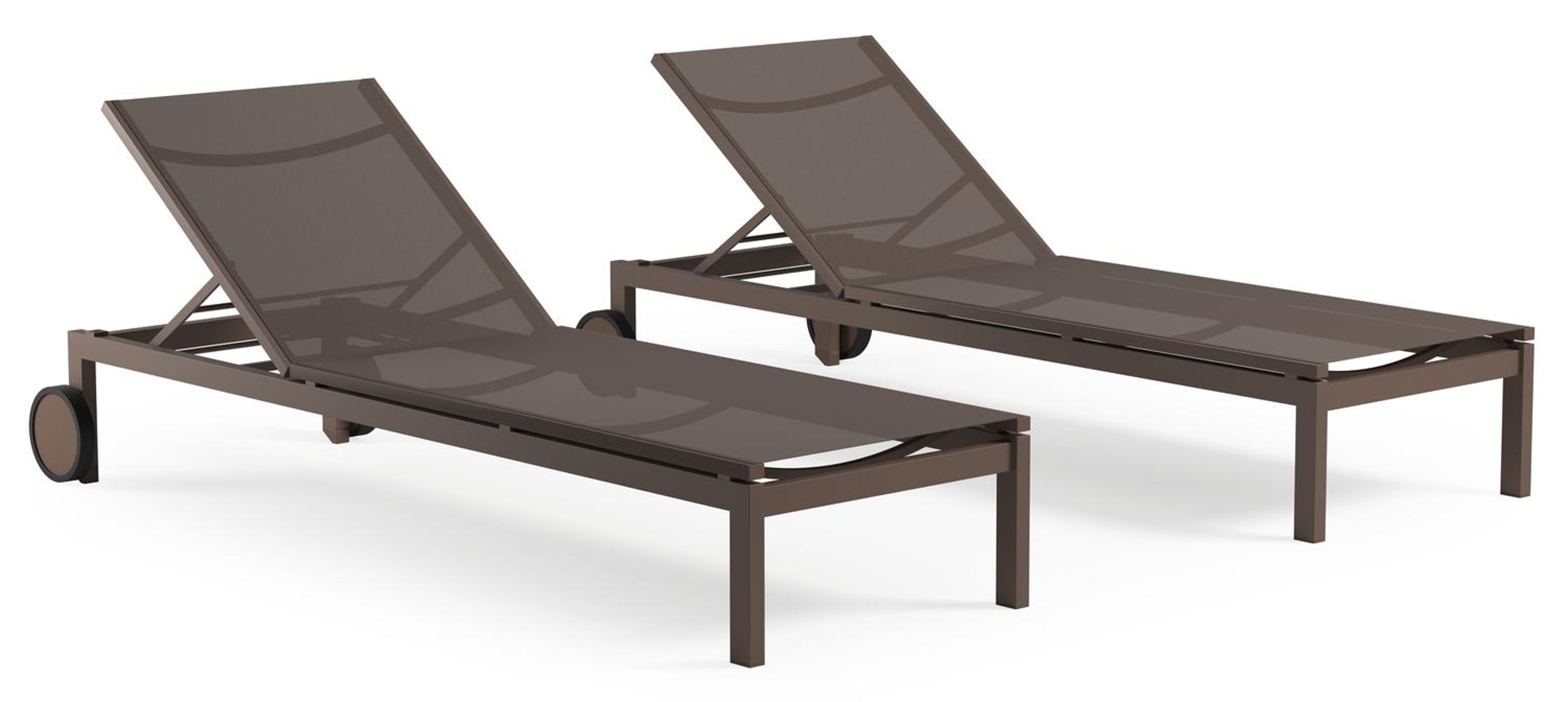 Ensemble de 2 chaises longues réglables Caravelle en aluminium taupe et textilène simple taupe