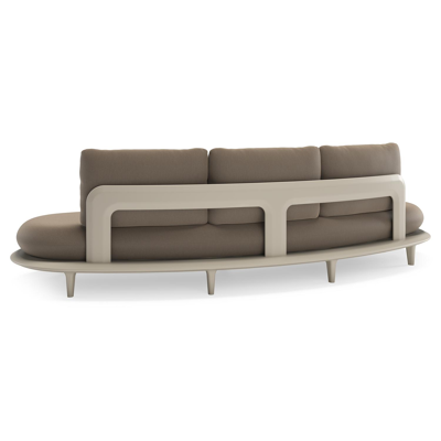 Bomero loungebank in beige aluminium met natte heather grey all weather sunbrella® luxe kussen