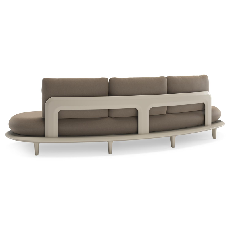 Bomero loungebank in beige aluminium met natte heather grey all weather sunbrella® luxe kussen