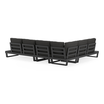 Modica loungehoek in zwart aluminium met natte sooty all weather sunbrella® premium kussens