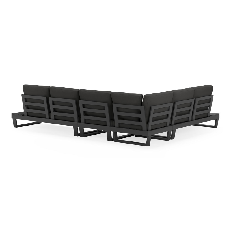 Modica loungehoek in zwart aluminium met natte sooty all weather sunbrella® premium kussens