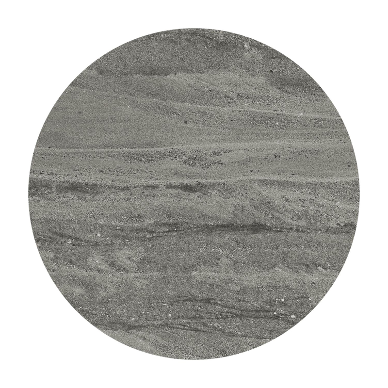 Fano low dining loungetafel rond in beige aluminium en volkeramiek Aspen Grey - Dia. 65 x H 55 cm