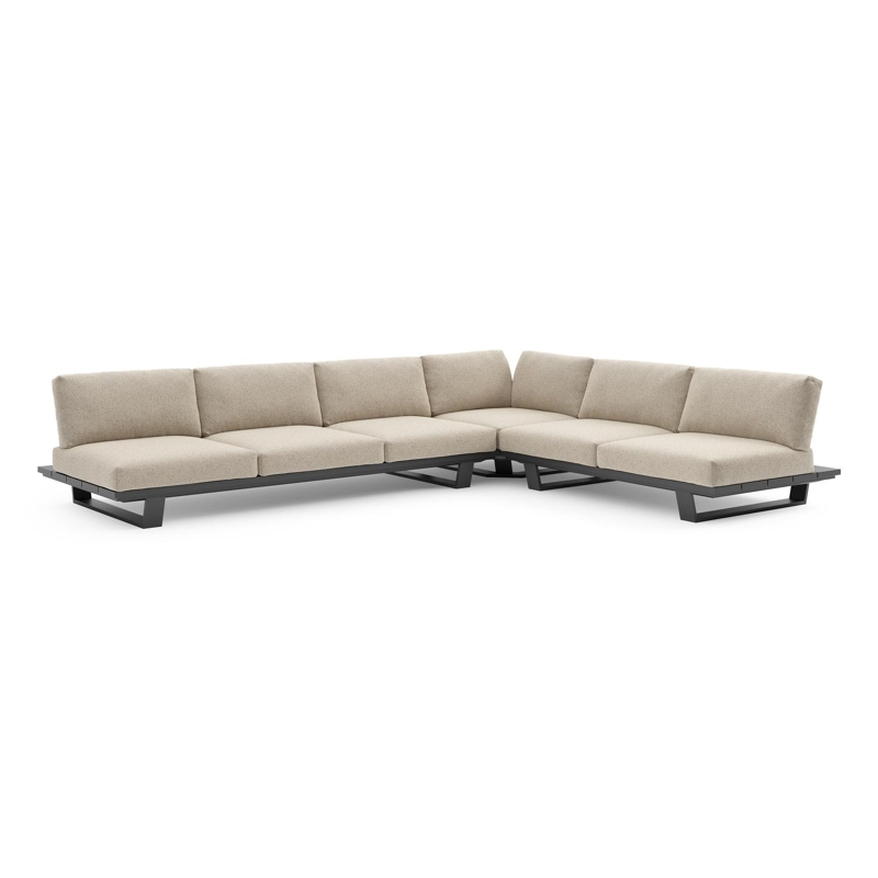 Pagino loungehoek in zwart aluminium met bora desert all weather cosytica kussen