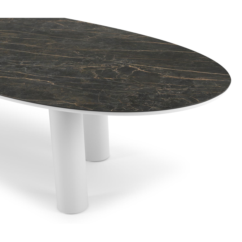 Organo tuintafel organisch in wit aluminium en volkeramiek Black Obsession - L 320 x B 120 x H 74 cm