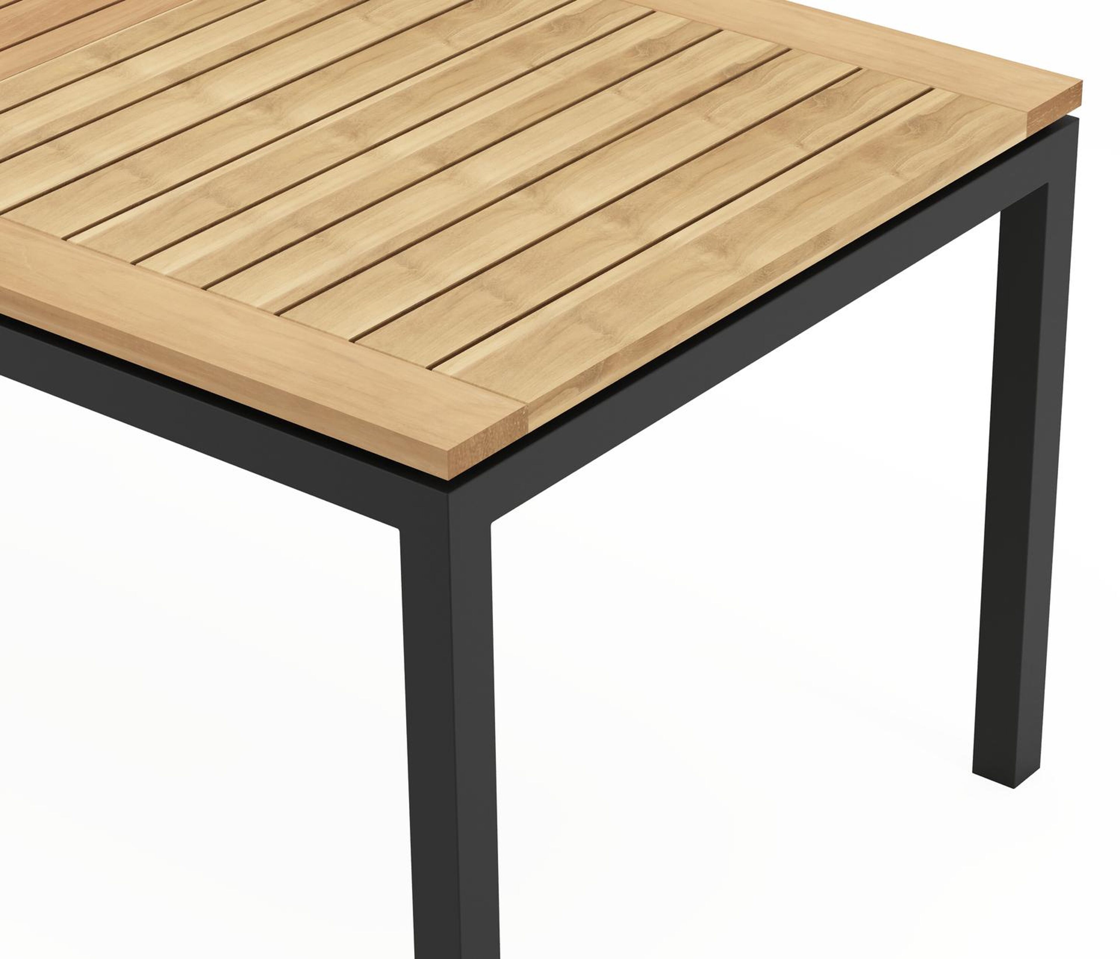 Amalfi rechthoekige uitschuifbare tuinset in zwart aluminium en teak naturel met 6 Amalfi tuinstoelen